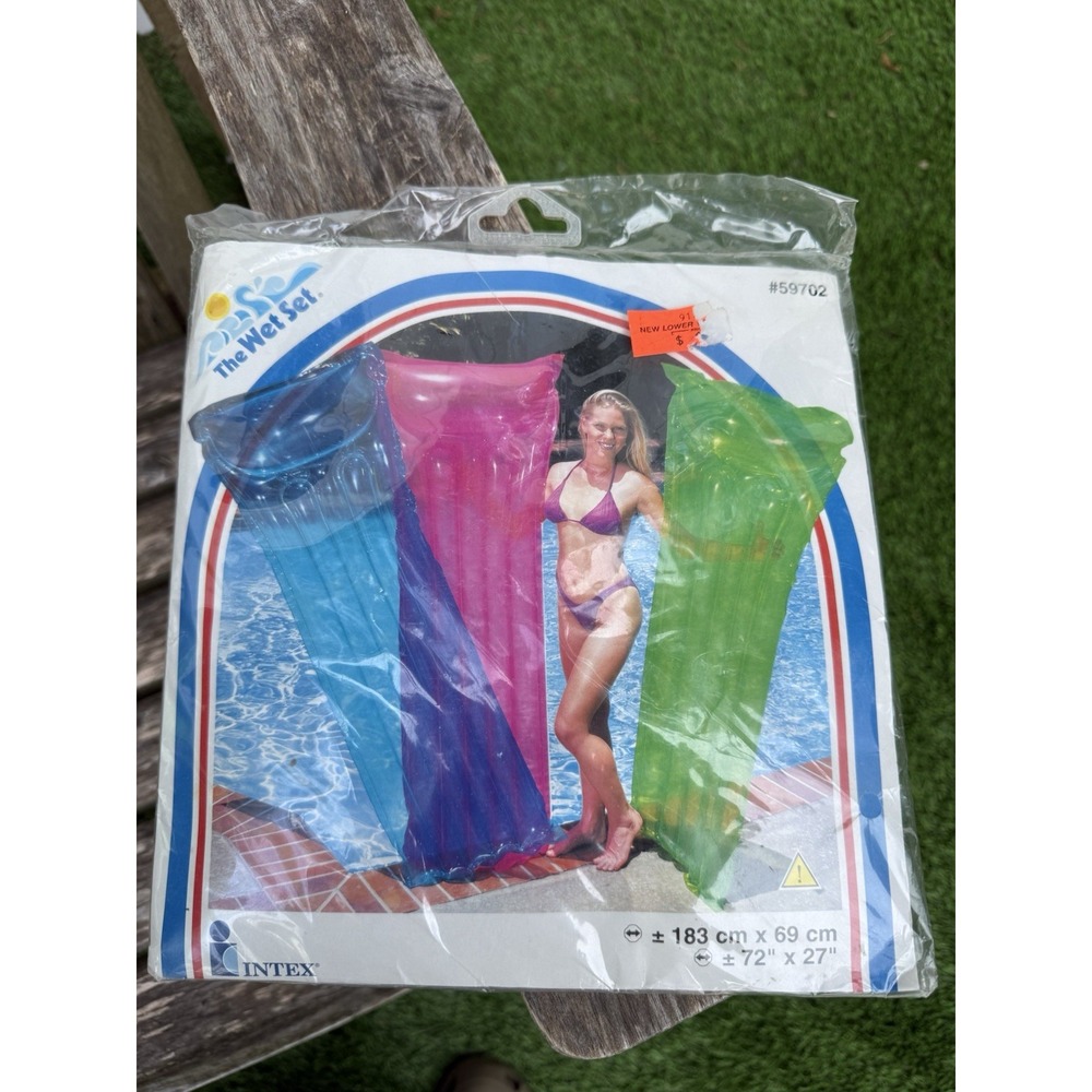 NEW Vintage 1999 The Wet Set 59702 Inflatable Pool Raft 72"x27" Intex Green